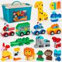 MIMAX Classic Big Bricks Building Blocks Set, 180 PCS Toy Building Sets for All Major Brands, Interactive Building Toy with Storage Box, for Kids, Boys and Girls