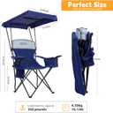 YOUNG WOOD Camping Chair with Canopy, Beach Chair with Shade Lightweight Oversized for All, Easy to Open and Close Without Installation, Side Pocket,Cooling Bag Design for All Activities,Deepblue, 1P
