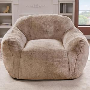 Homguava Bean Bag Chair Bean Bag Chairs for Adults Comfy Beanbag Chair with Spacious Design Giant Bean Bag Couch with Armrest Large Bean Bag Chair with Filler for Living Room Bedroom (Khaki), Single