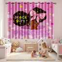 African Girl Curtains Black Girl Curtains Room Decor Blackout Window Drapes Pink Princess Drapes for Girls Bedroom 2 Panel Sets, 82''63''