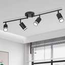 CANMEIJIA Track Lighting Fixtures - 4 Light Directional Ceiling Spotlights, Rotatable LED Track Light Kit, Semi Flush Mount Light for Kitchen, Bedroom, Living Room, Hallway