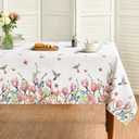 Horaldaily Spring Tablecloth 6084 Inch Rectangular, Hummingbird Butterfly Flower Washable Seasonal Table Cover for Party Picnic Dinner Decor