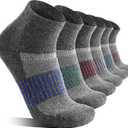 6 Pairs Merino Wool Ankle Running Hiking Socks Compression Support Breathable Thick Cushion No Show Socks for Women Men, L