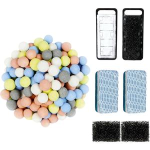 2 Pack Aquarium Filter Media, Including 8D Pad, Pre-Filter Sponge, Bio Sponge, Bio Balls, for Small Filter