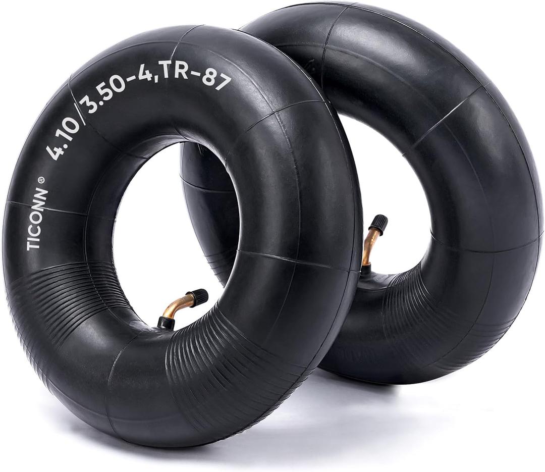 TICONN 4.10/3.50-4 Tire Inner Tube, 2 Pack Inner Tire Tube for Wheelbarrow Tires, Replacement Tube with TR-87 Bent Valve Stem for Wheelbarrows, Mowers, Hand Trucks, ATVs