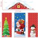 4 Pcs 98 Inch Christmas Santa Claus Door Cover Decorations Xmas House Classroom Door Banner Hanging Backdrop Porch Sign for Holiday Classroom Photography Photo Background Home Party Decor
