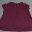 BATHRINS Womens Summer Comfy Tops Dressy Casual Crew Neck Pleated Fitted Short Sleeve T Shirts Tunic Blouses L Pink