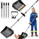 Chicken Poop Scooper for Sand 2-in-1 with Ergonomic Grip, 22 to 64" Adjustable Handle for Chicken Coop Scoop, Large 10 Inch Litter Sifting Shovel with Rake, Cleaning Tools for Coops & Animal Farm