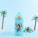 Zak Designs Disney Moana Sage Kids Water Bottle For School or Travel, 16oz Durable Plastic Water Bottle With Straw, Handle, and Leak-Proof, Pop-Up Spout Cover (Moana, Maui)