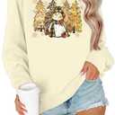 EGELEXY Snowman ShIirt for Women Christmas Snowman Sweatshirts Christmas Tree Outfits Merry Lightweight Pullover Tops (Medium, Beige Gold Print)