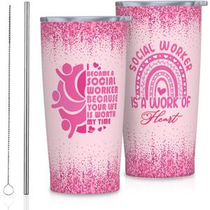 Social Worker Gifts for Women, Social Worker Tumblers 20oz Stainless Steel Insulated Travel Coffee Mug Cup, Social Workers Week Gifts, School Social Workers Appreciation Gift For Women