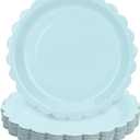 4 x 30 Pcs Light Blue Plates 7 Inch Baby Blue Scalloped Plates Disposable Dessert Plate for Wedding Baby Shower Birthday Party