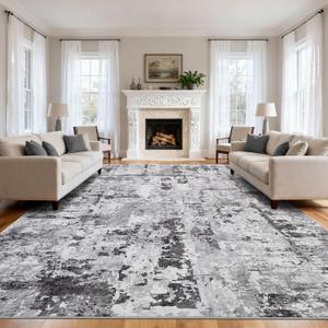 GarveeHome Large Area Rugs 10x14 for Living Room, Abstract Washable Rug Modern Non Slip Floor Mat Carpet Indoor Thin Accent Rug for Bedroom Dining Room Playroom Nursery Home Decor  Dark Grey, 10' x 14' (Rectangular) 