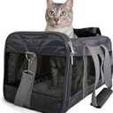 Sherpa Pet Carrier Airline Approved with Spring Wire Frame - Cat Carrier and Dog Carriers for Airline Travel and Vet Visits, Mesh Ventilation, Locking Zippers - Charcoal Grey, Large