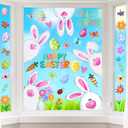 5 x Easter Window Clings Decorations for Glass Easter Window Stickers Decal Large Bunny Stickers Spring Wall Window Decor