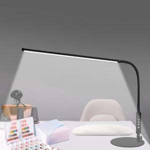 CGBE Led Desk Lamp: 360° Adjustable Nail Light for Desk with 3 Color Modes 5 Brightness, 23.6-Inch Nail Lamp for Desk for Salon Manicurist Tattoo Crafts Sewing Work Reading Game - Black