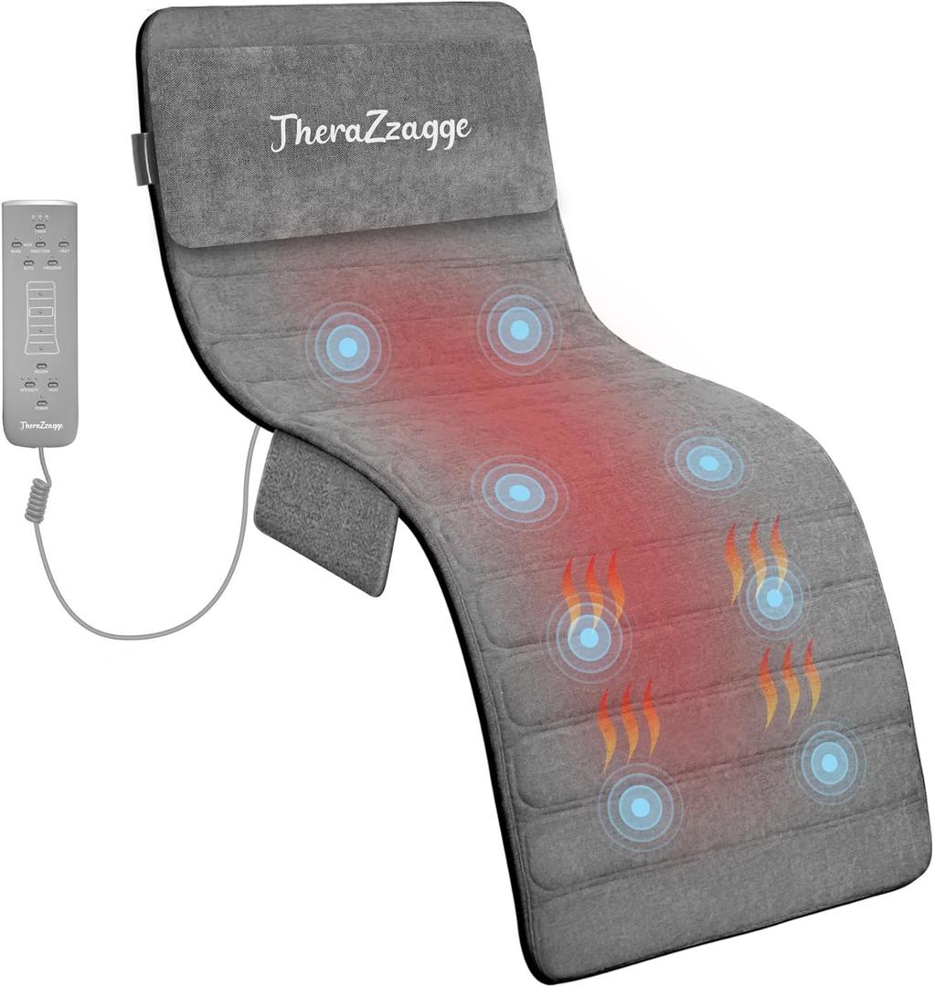 Full Body Massage Mat with Heat, Vibration Back Massager, Massage Chair Pad, Seat Massager, 8 Vibrating Motors, 2 Heating Pads for Back, Gift for Men, Women, Dad