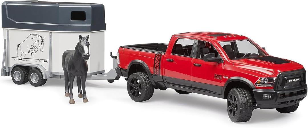 Bruder Ram 2500 Power Pick Up W Horse Trailer & Horse Vehicle