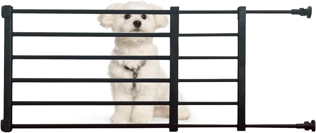 Short Dog Gate, 9.4" H Expandable Puppy Gate for Doorways 22-35.4W to Step Over Pressure Low Pet Gate Adjustable Safety Dog Doors for Stairs Windows Gate White (Small, Black)