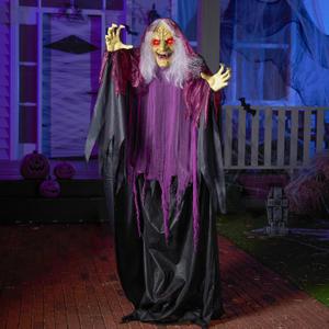 JOYIN 62" Halloween Witch Decorations Outdoor, Life Size Twirling Animatronics Ghost Decor with Sound and Light Radar Activation, Scary Haunted House Props for Indoor/Outside Party Garden Yard Lawn