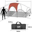 CAMPROS CP Tent 8 Person Camping Tents, Weather Resistant Family Tent, 5 Large Mesh Windows, Double Layer, Divided Curtain for Separated Room, Portable with Carry Bag