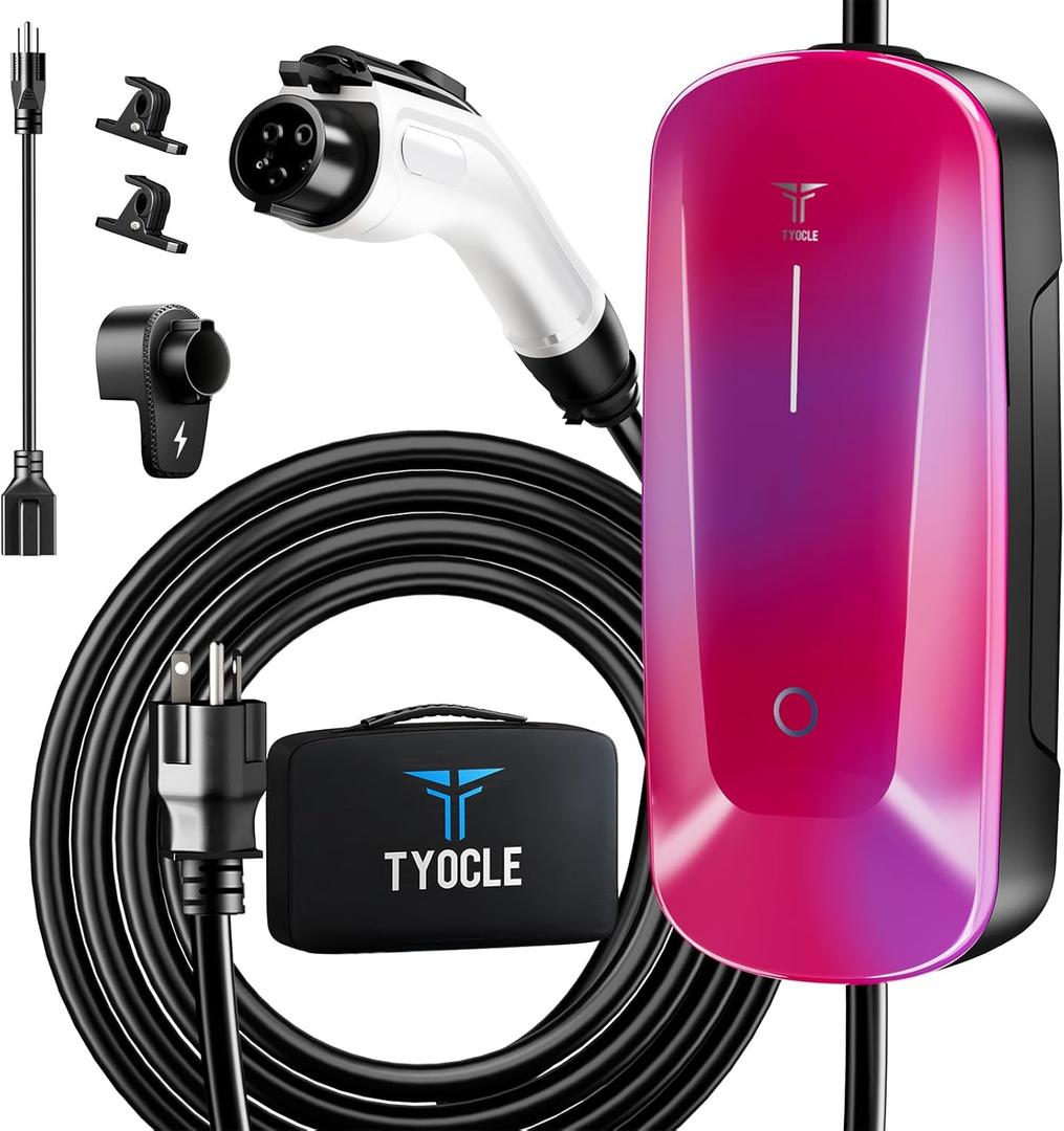 Level 1 EV Charger 2026 Upgraded (16A, 110V-240V), Portable Level 1&2 EV Charger NEMA 6-20 Plug and NEMA 5-15 Adapter for Household Socket, 23FT EV Charging Cable, SAE J1772 Compatible for All PHEV/EV (red)