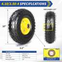 GICOOL 4.10/3.50-4 Rubber Pneumatic Tire and Wheel, with 2.25" Offset Hub, 5/8" Sealed Bearings, for Hand Truck Trolley Dolly Garden Wagon Wheel Replacement, 2 Pack (Explorer Series)