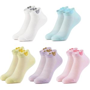 Glamorstar Womens Ankle Socks 5 Packs Pastal Cute Low Cut Socks (One Size)