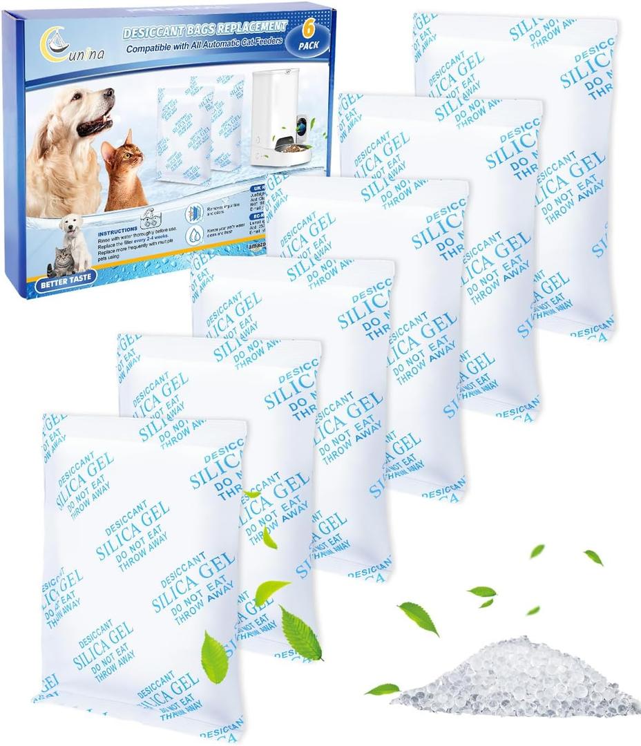 Desiccant Bag Replacement for Smart Feeders, Packs for Storage, Bags for Moisture Control for Automatic Pet Feeders, Silica Gel Desiccant Packets 6PCS (White 6Pack)