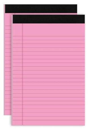5pcs Legal Pads 8.5 x 11, Notepads 8.5 x 11 Inch,30 Sheets/Pack, Color Note Pads Clear Print Writing Pads of Paper, Memo Pads , Perforate Legal Notepads Paper , Wide Ruled Lined with Sturdy Back