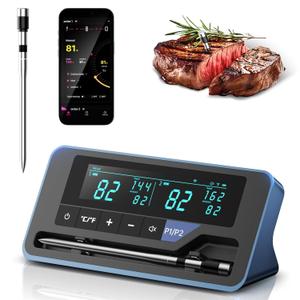 2025 AI Wireless Meat Thermometer, Smart Bluetooth Meat Thermometer Digital, 0.5F High Accuracy, Grill Temperature Probe for BBQ, Grilling, Smoker, Oven, Cooking, Air Fryer, 1 Probe