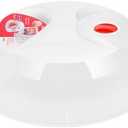 Flexzion 11.5 Inch Microwave Splatter Cover - BPA-Free Anti-Splatter Microwave Cover with Adjustable Steam Vent, Dishwasher Safe, Transparent Plastic Food Covers for Microwave Cooking