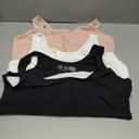 Fruit of the Loom Women's Tank Style Cotton Sports Bra, 3-Pack, Style-9012, Blushing Rose/Black Hue/White