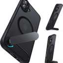 for iPhone 16 6.1-Inch with Magnetic Rotable Slim Kickstand Compatible with MagSafe Frosted Matte Shockproof Protective Phone Cover 6.1" 2024, Black