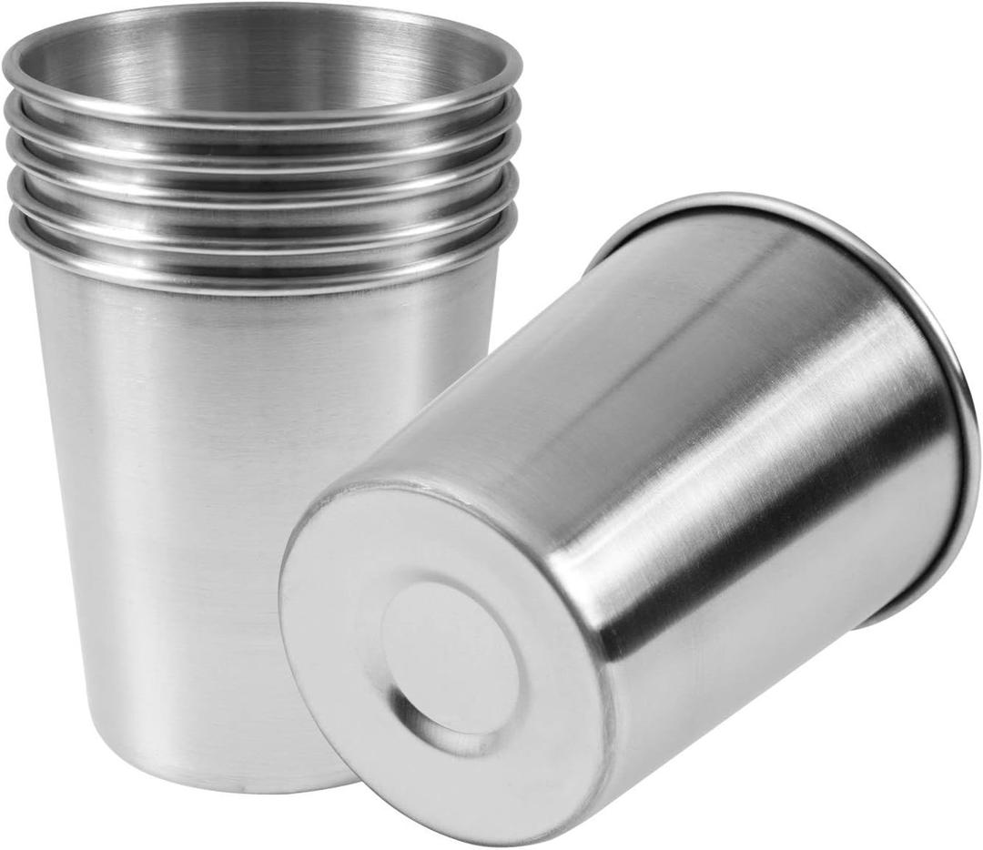 EVERMARKET 6 Pack 8 Ounce 230ml Stainless Steel Cups Shatterproof Pint Drinking Cups Metal Drinking Glasses for Kids and Adults