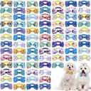 Wesiti 80 Pcs Dog Bow Ties for Small Dogs Assorted Pattern Pet Bowtie Collar Bows Cat Tie Collar Bowtie for Small Medium Puppy Pet Photography Grooming Party(Ocean Bow Tie)