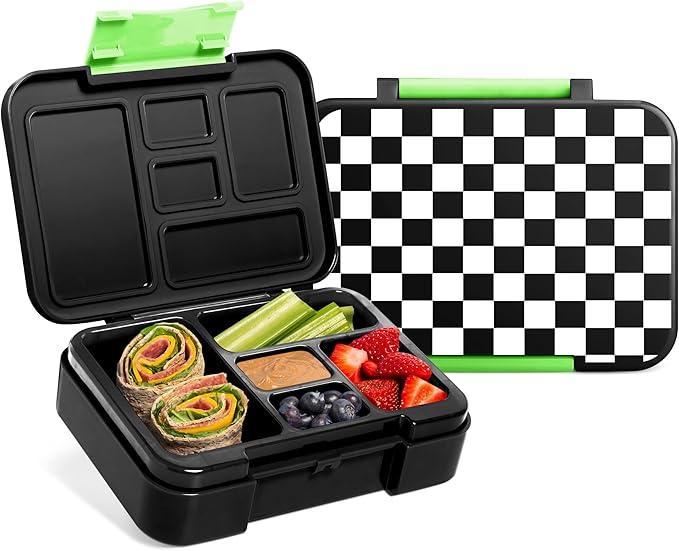 Simple Modern Bento Lunch Box for Kids | BPA Free, Leakproof, Dishwasher Safe | Lunch Container for Girls and Boys, Toddlers | Porter Collection | 5 Compartments | Black and White Checkmate