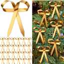 Daifunli 24 Pcs Gold Metal Christmas Bow Ornaments for Christmas Tree Garland Wreath Bulk Bow with Clip Ornament Vintage Indoor Outdoor Home Xmas Party Decorations, 4 x 5 Inches