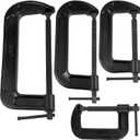 WILLBOND 4 Pcs C Clamps Set 3'' 4'' 6'' 8'' Small Steel Versatile Heavy Duty Welding Clamps Set Jaw Opening Sliding T Bar Handle for DIY Carpentry Caliper Woodworking Welding Building(Black)