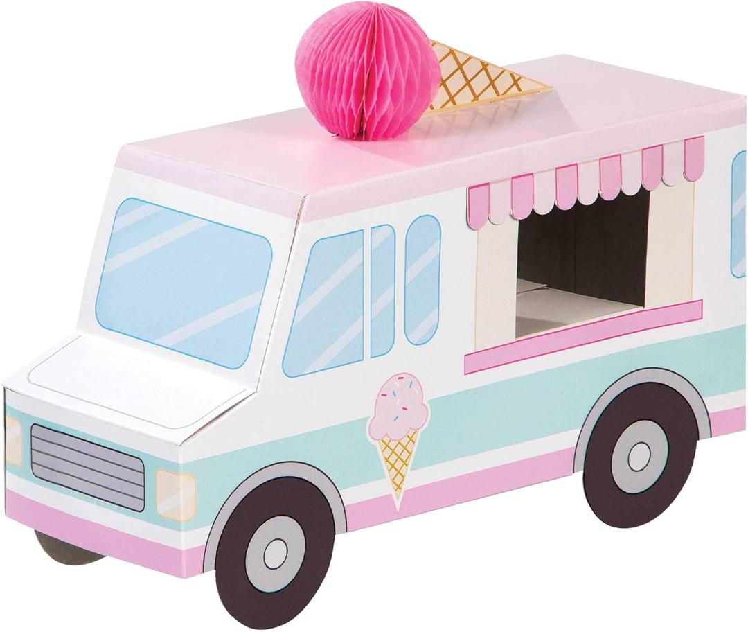 Creative Converting 346418 Ice Cream Party Centerpiece, 1 ct, Multi-color, Centerpiece measures 9.25" x 6.25"