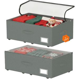 Under Bed Storage with Wheels, 2-Pack Under Bed Storage Containers, No Assemble Required 10 inches Height, Rolling underbed storage Drawers, Underbed Storage Bins for Shoes, Clothes, Blankets, Toys