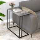 C-Shaped Side Table, Modern End Table with Metal Frame, Space Saving Design for Living RoomLarge Surface Couch Table for Bedroom, and Home Office24 x 12 x 24 inches (Grey)