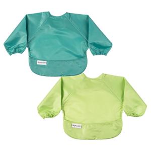 Tiny Twinkle Long Sleeve Bib for Babies & Toddlers | 2-Pack Waterproof Smock Bib for Eating | Machine Washable & Mess-Proof Feeding Essentials | Newborn Shower Gift (Rainforest,624M)