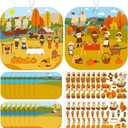 16 Sets Thanksgiving Crafts for Kids Thanksgiving Sticker Scene Thanksgiving Party Supplies for Fall Them Party Turkey Pumpkin Fall Crafts Pilgrims Native Americans Stickers Autumn Hanging Decor