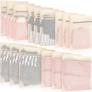 Reallnaive 15 Pcs Organic Cotton Mesh Laundry Bags Breathable Mesh Machine Washing Bag Large Cotton Laundry Bag for Delicates, Lingerie, Garments, Bra, Underwear, Pants, Shoes, Socks, Travel Storage