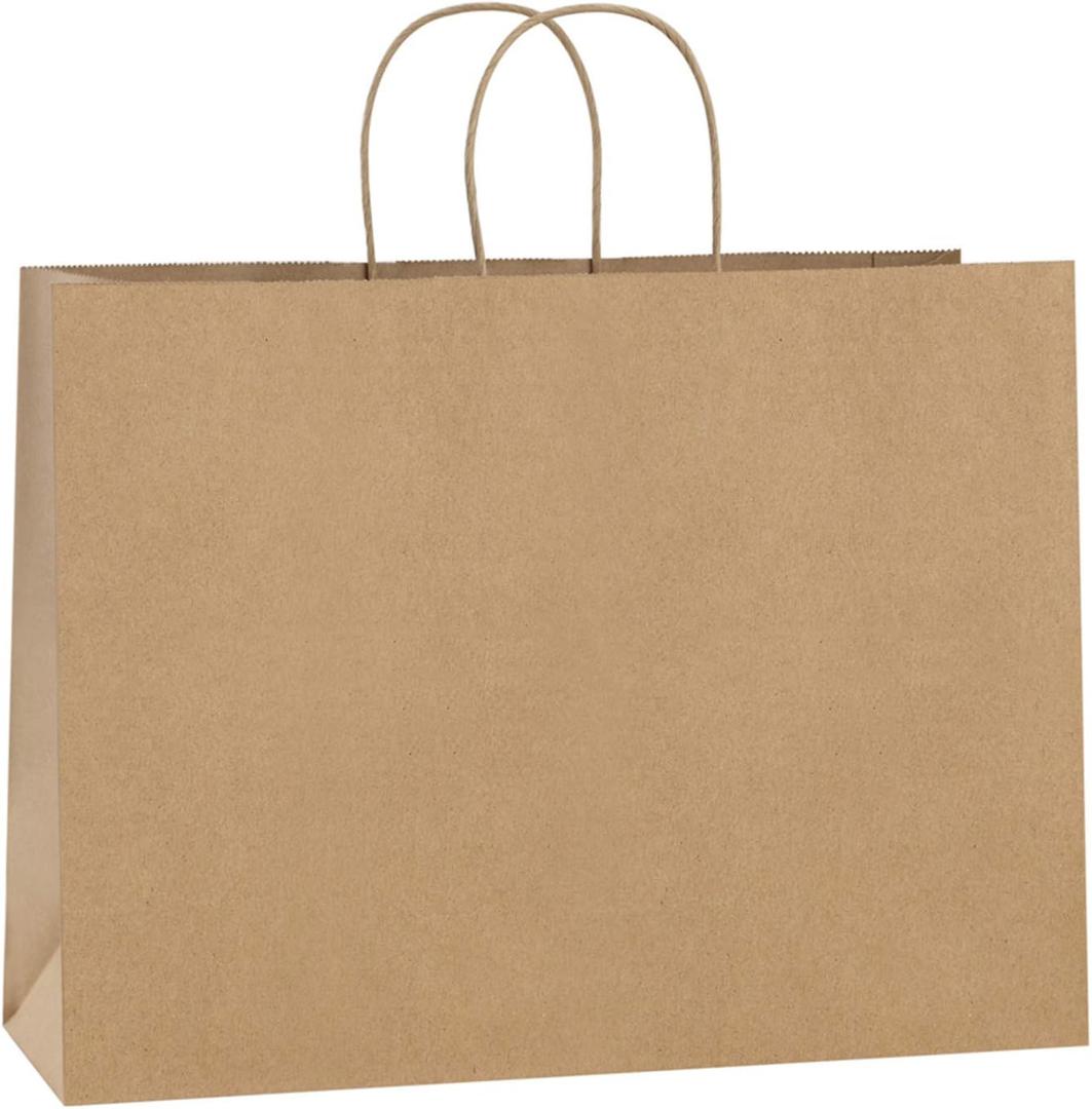 BagDream 16x6x12 Inches 50Pcs Brown Kraft Paper Bags with Handles Bulk, Large Gift Bags for Shopping, Grocery, Retai, Merchandise, Party Favor Gifts, Recyclable Paper Sacks