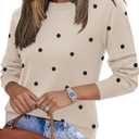 Zeagoo Womens 2026 Fall Sweaters Long Sleeve Tops Classic Crew Neck Pullover Sweaters Loose Dressy Casual Basic Clothes (Beige, M)