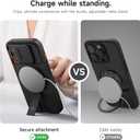 SURITCH for iPhone 15 Pro Case with Magnetic Camera Slide Cover and Adjustable Kickstand, Compatible with MagSafe, Shockproof Bumper Case Slim Protective Cover 6.1 Inch, Black