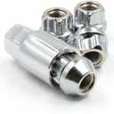 Wheel Accessories Parts 4 Locks + Key M12 x 1.25 12 x 1.25 Thread Open End 0.83" Long Locking Wheel Lug Nuts Lock Chrome Dual Hex Key 13/16" and 3/4" Hex Fits Subaru Nissan Pass Cars & Titan(Non XD)