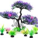 Fish Tank Aquarium Decorations Artificial Plastic Plants Bonsai Tree with Small Aquarium Decorations Kit